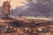 BRUEGHEL, Jan the Elder Landscape with Windmills fdg oil